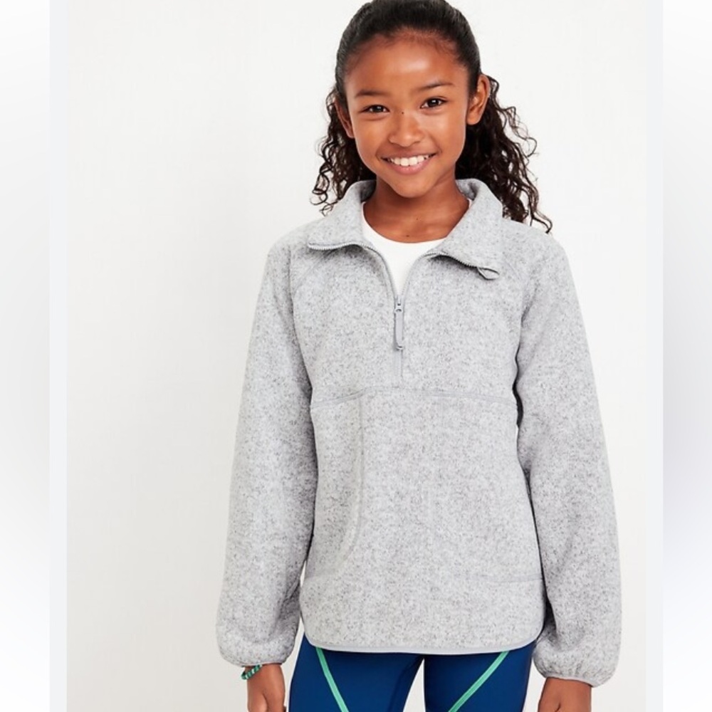 🫐3/$30 NWOT Old Navy Kids Light Gray Half-Zip Sweater size 10-12